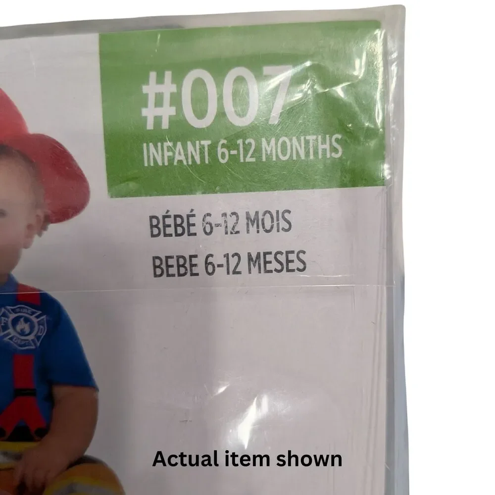 🔥 First Fireman Premier Pompier Baby Costume Infant 6-12 Months Jumpsuit Hat